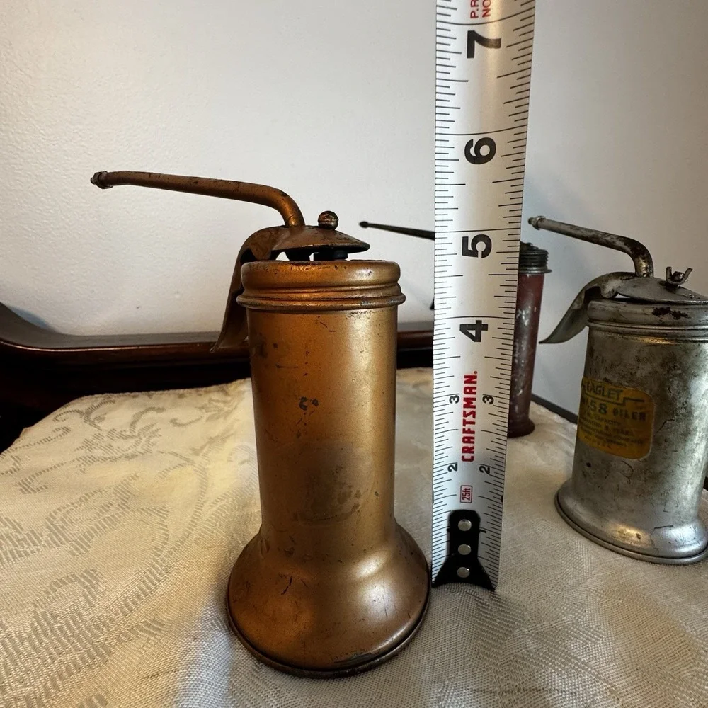 4 Vintage EAGLE- Eaglet 58 Oil Pump Oiler Can Copper Finish Made In USA & Others